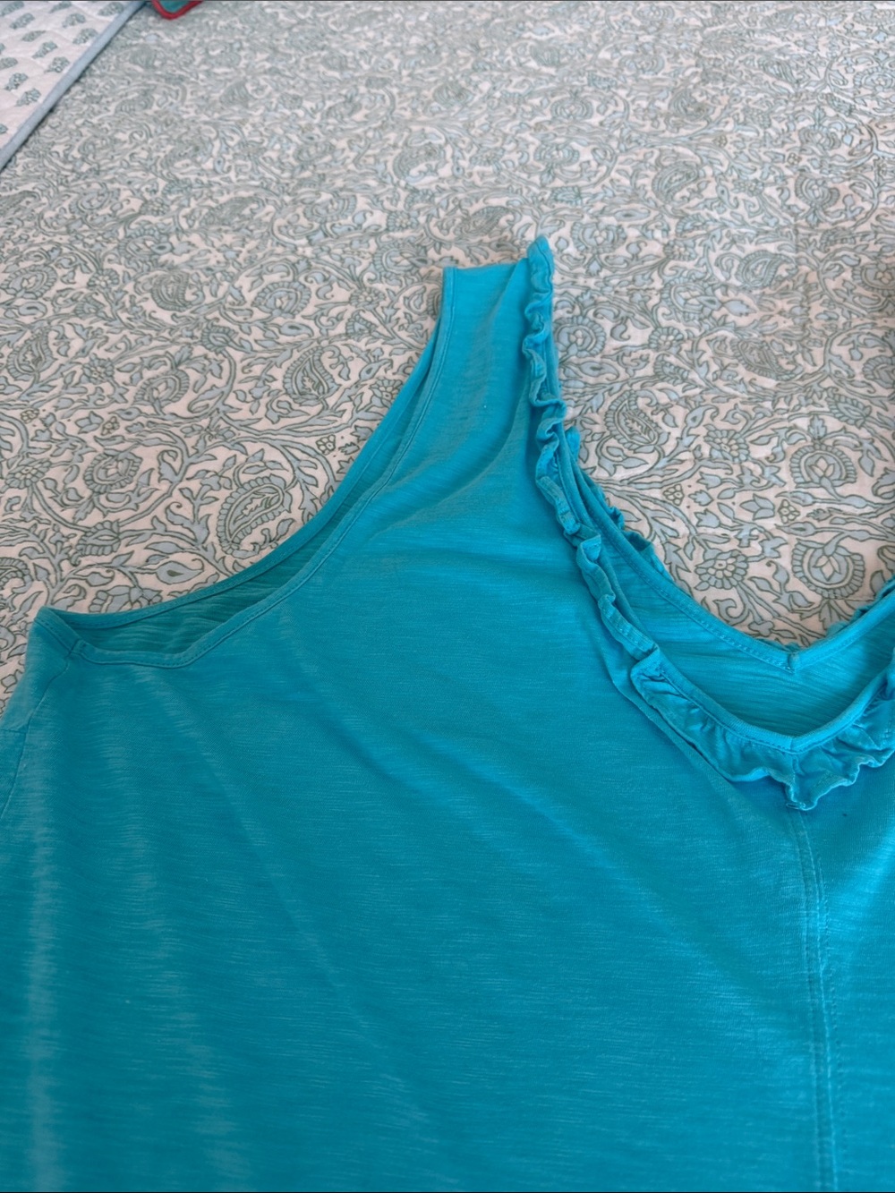 Lilly Pulitzer Women's XXL Turquoise Ruffle Tank Top Pima Cotton Plus Size - Picture 12 of 16